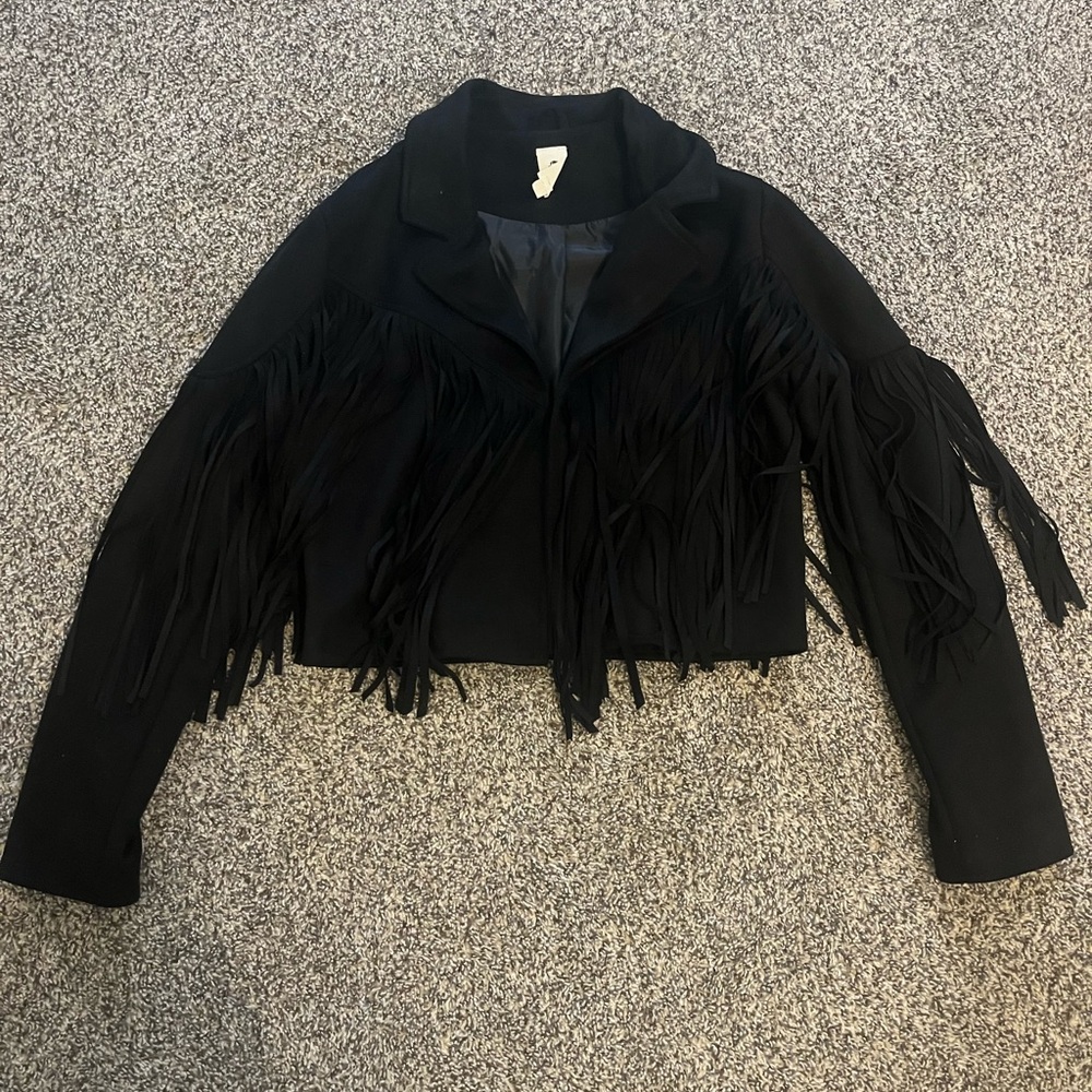 Black Fringe Women's Blazer